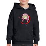 Fashion, accesorii si bijuterii - Copii - Imbracaminte copii - Pulovere si hanorace copii - Hanorac copii Demon Slayer Mitsuri Kanroji Demoni Horror, negru, marime L Copii - Infinity.ro