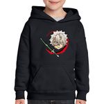 Fashion, accesorii si bijuterii - Copii - Imbracaminte copii - Pulovere si hanorace copii - Hanorac copii Demon Slayer Sanemi Bebe Samurai, negru, marime L Copii - Infinity.ro