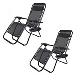 Casa si Gradina - Gradina si terasa - Mobilier exterior - Scaune si sezlonguri gradina - Set 2x Scaun De Gradina, Pliabil , Rezistent, GAIA, Pentru Camping, Drumetie, Picnic, Suport De Pahare Inclus,Negru - Infinity.ro