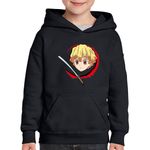 Fashion, accesorii si bijuterii - Copii - Imbracaminte copii - Pulovere si hanorace copii - Hanorac copii Demon Slayer Zenitsu Agatsuma Bebe Karate, negru, marime L Copii - Infinity.ro