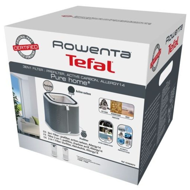 Electronice si Electrocasnice - Ingrijirea locuintei - Accesorii aparate pentru ingrijirea locuintei - Filtru Rowenta 3 in 1 Pure Home XD6840F0, compatibil cu purificatorul Pure Home, seriile PU80xx - Infinity.ro