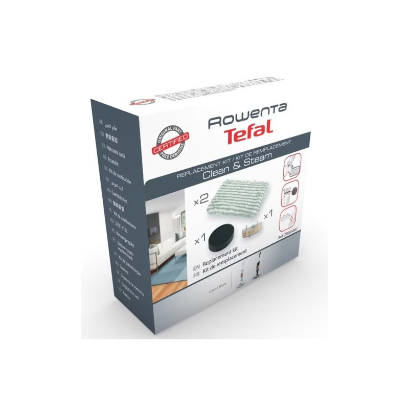 Electronice si Electrocasnice - Ingrijirea locuintei - Accesorii aparate pentru ingrijirea locuintei - Kit filtre Rowenta ZR005801 cu 1 filtru de spuma, 2 mopuri din microfibra si 1 cartus anticalcar, compatibil cu - Infinity.ro