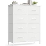 Casa si Gradina - Mobilier - Comode si corpuri - Comode - Comoda cu 8 sertare textile cu structura MDF, cadru metalic, stil minimalist, 77x30x95 cm, alb - Infinity.ro