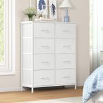 Casa si Gradina - Mobilier - Comode si corpuri - Comode - Comoda cu 8 sertare textile cu structura MDF, cadru metalic, stil minimalist, 77x30x95 cm, alb - Infinity.ro