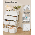 Casa si Gradina - Mobilier - Comode si corpuri - Comode - Comoda cu 8 sertare textile cu structura MDF, cadru metalic, stil minimalist, 77x30x95 cm, alb - Infinity.ro