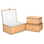 Casa si Gradina - Mobilier - Organizare si depozitare - Cutii depozitare - Set 3 cutii organizatoare din bambus, cu capac, diverse dimensiuni, maro - Infinity.ro
