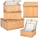 Casa si Gradina - Mobilier - Organizare si depozitare - Cutii depozitare - Set 3 cutii organizatoare din bambus, cu capac, diverse dimensiuni, maro - Infinity.ro