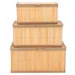 Casa si Gradina - Mobilier - Organizare si depozitare - Cutii depozitare - Set 3 cutii organizatoare din bambus, cu capac, diverse dimensiuni, maro - Infinity.ro