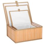 Casa si Gradina - Mobilier - Organizare si depozitare - Cutii depozitare - Set 3 cutii organizatoare din bambus, cu capac, diverse dimensiuni, maro - Infinity.ro