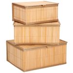 Casa si Gradina - Mobilier - Organizare si depozitare - Cutii depozitare - Set 3 cutii organizatoare din bambus, cu capac, diverse dimensiuni, maro - Infinity.ro