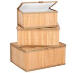 Casa si Gradina - Mobilier - Organizare si depozitare - Cutii depozitare - Set 3 cutii organizatoare din bambus, cu capac, diverse dimensiuni, maro - Infinity.ro