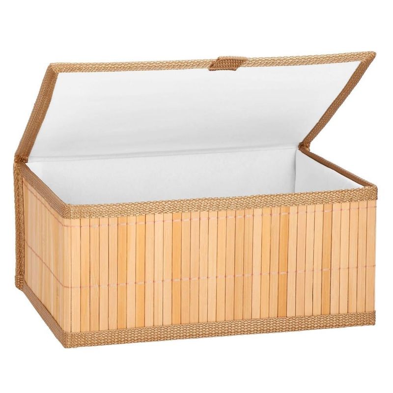 Casa si Gradina - Mobilier - Organizare si depozitare - Cutii depozitare - Set 3 cutii organizatoare din bambus, cu capac, diverse dimensiuni, maro - Infinity.ro