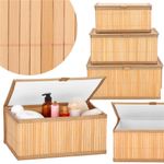 Casa si Gradina - Mobilier - Organizare si depozitare - Cutii depozitare - Set 3 cutii organizatoare din bambus, cu capac, diverse dimensiuni, maro - Infinity.ro