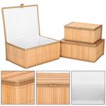 Casa si Gradina - Mobilier - Organizare si depozitare - Cutii depozitare - Set 3 cutii organizatoare din bambus, cu capac, diverse dimensiuni, maro - Infinity.ro