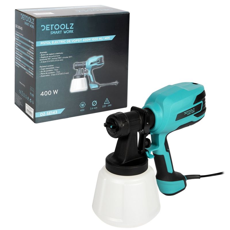 Casa si Gradina - Constructii - Vopsea si tencuieli - Pistoale si sisteme de vopsit si tencuit - Pistol electric de vopsit 400W 1000 ml/min, Pulverizati de la o distanta de 10 - 30 cm fata de obiect - Infinity.ro