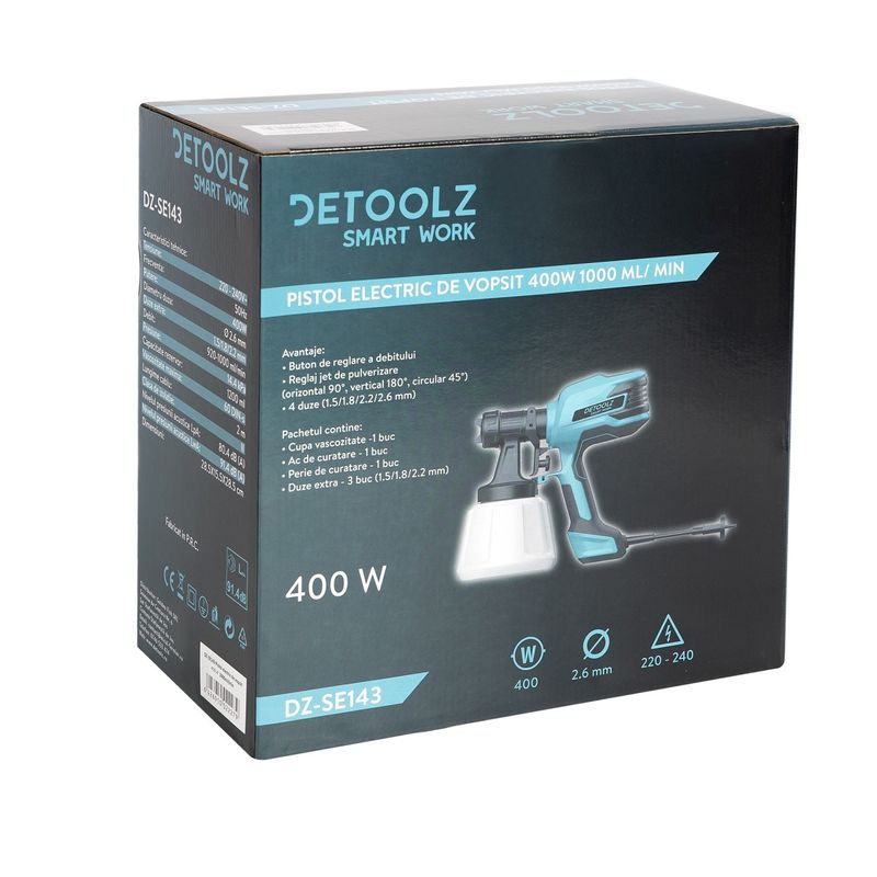 Casa si Gradina - Constructii - Vopsea si tencuieli - Pistoale si sisteme de vopsit si tencuit - Pistol electric de vopsit 400W 1000 ml/min, Pulverizati de la o distanta de 10 - 30 cm fata de obiect - Infinity.ro