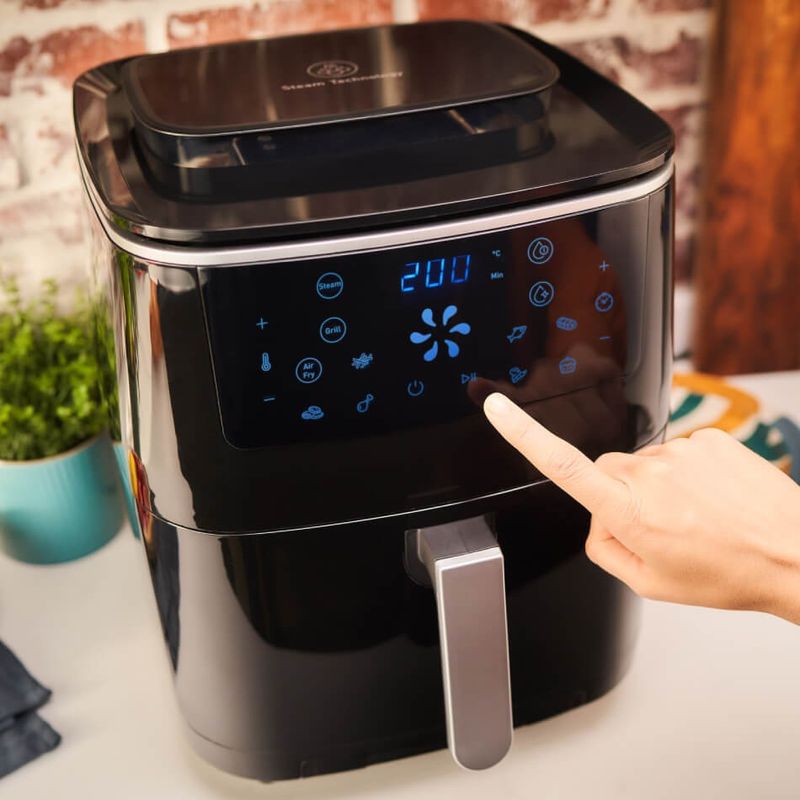 Electronice si Electrocasnice - Electrocasnice bucatarie - Aparate de gatit & desert - Friteuze - Friteuza cu aer cald, grill si abur Tefal Easy Fry & Steam FW201815, 1700W, 6.89 litri, 7 programe automate - Infinity.ro