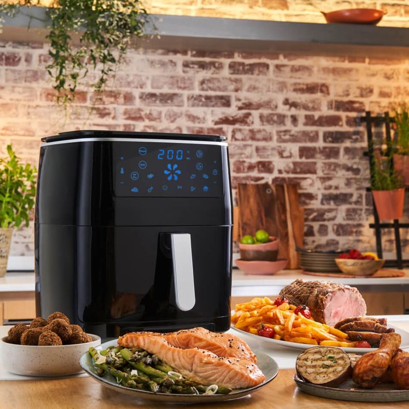 Electronice si Electrocasnice - Electrocasnice bucatarie - Aparate de gatit & desert - Friteuze - Friteuza cu aer cald, grill si abur Tefal Easy Fry & Steam FW201815, 1700W, 6.89 litri, 7 programe automate - Infinity.ro