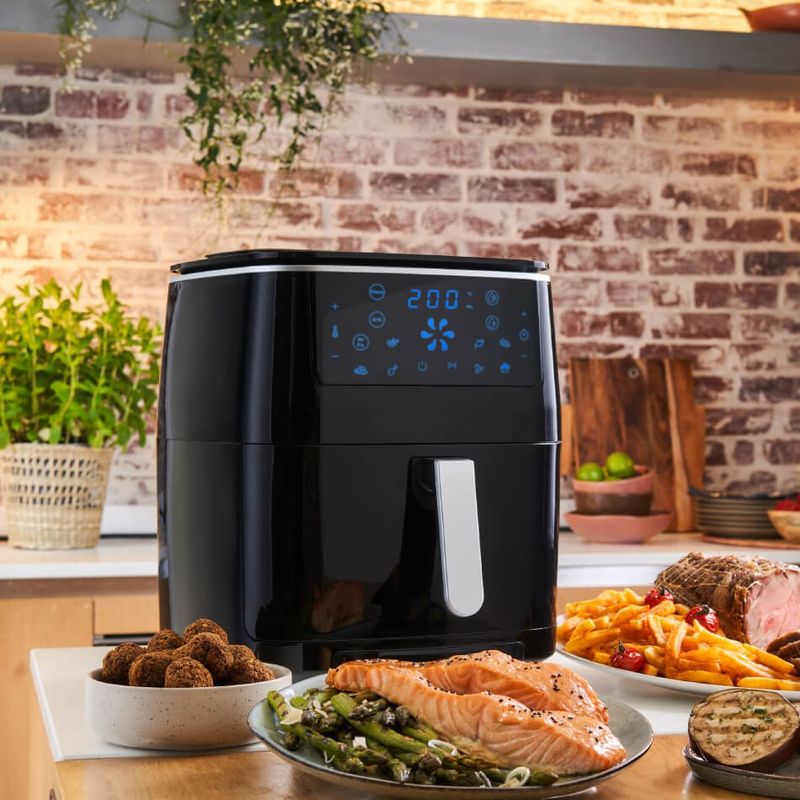 Electronice si Electrocasnice - Electrocasnice bucatarie - Aparate de gatit & desert - Friteuze - Friteuza cu aer cald, grill si abur Tefal Easy Fry & Steam FW201815, 1700W, 6.89 litri, 7 programe automate - Infinity.ro