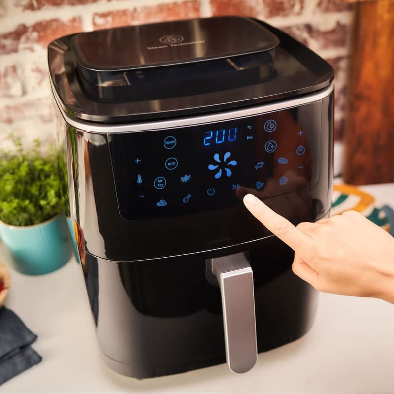 Electronice si Electrocasnice - Electrocasnice bucatarie - Aparate de gatit & desert - Friteuze - Friteuza cu aer cald, grill si abur Tefal Easy Fry & Steam FW201815, 1700W, 6.89 litri, 7 programe automate - Infinity.ro