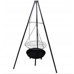 Casa si Gradina - Gradina si terasa - Gratare si accesorii - Gratare de gradina - Gratar metalic, cu trepied si tava de gatire suspendata, reglabil, 147x95cm - Infinity.ro