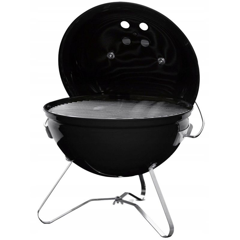Casa si Gradina - Gradina si terasa - Gratare si accesorii - Gratare de gradina - Gratar rotund, din otel, cu suport cromat, tava din inox, 43x37cm, negru - Infinity.ro