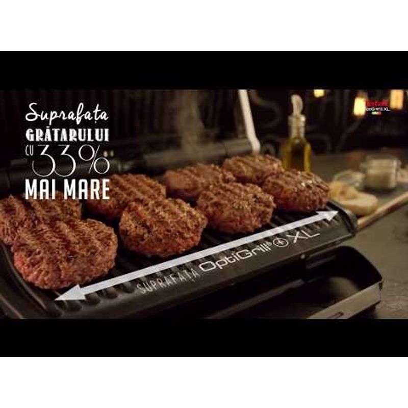 Electronice si Electrocasnice - Electrocasnice bucatarie - Aparate de gatit & desert - Gratare electrice - Gratar electric Tefal OptiGrill+ XL GC722834, 9 programe, indicator gatire, senzor automat, mod manual 4 nivele, placi - Infinity.ro