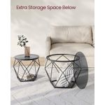 Casa si Gradina - Mobilier - Mese si birouri - Masute de cafea - Set de 2 mese de cafea rotunde, cadru otel si blat detasabil din sticla, 40cm si 50cm, negru - Infinity.ro