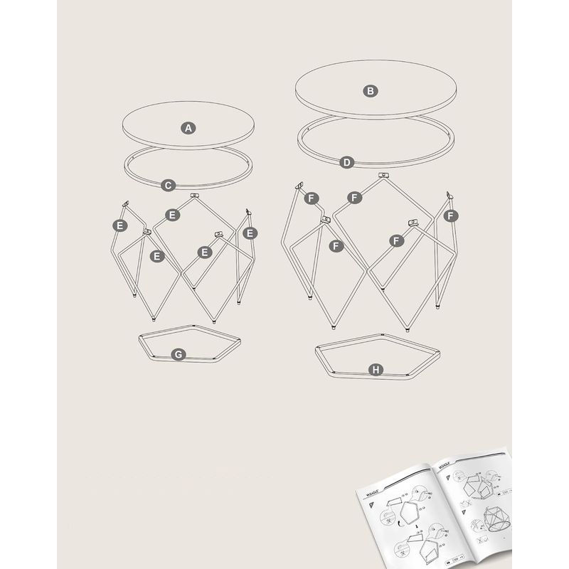 Casa si Gradina - Mobilier - Mese si birouri - Masute de cafea - Set de 2 mese de cafea rotunde, cadru otel si blat detasabil din sticla, 40cm si 50cm, negru - Infinity.ro