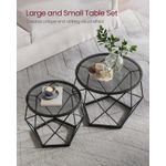 Casa si Gradina - Mobilier - Mese si birouri - Masute de cafea - Set de 2 mese de cafea rotunde, cadru otel si blat detasabil din sticla, 40cm si 50cm, negru - Infinity.ro