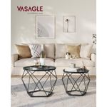 Casa si Gradina - Mobilier - Mese si birouri - Masute de cafea - Set de 2 mese de cafea rotunde, cadru otel si blat detasabil din sticla, 40cm si 50cm, negru - Infinity.ro