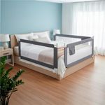 Casa si Gradina - Mobilier - Mobilier copii - Sisteme de siguranta - Bariera siguranta pat copii reglabila inaltime 75-95 cm, 196 cm latime, plasa respirabila, gri - Infinity.ro