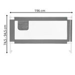 Casa si Gradina - Mobilier - Mobilier copii - Sisteme de siguranta - Bariera siguranta pat copii reglabila inaltime 75-95 cm, 196 cm latime, plasa respirabila, gri - Infinity.ro