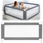 Casa si Gradina - Mobilier - Mobilier copii - Sisteme de siguranta - Bariera siguranta pat copii reglabila inaltime 75-95 cm, 196 cm latime, plasa respirabila, gri - Infinity.ro