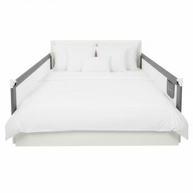 Casa si Gradina - Mobilier - Mobilier copii - Sisteme de siguranta - Bariera siguranta pat copii reglabila inaltime 75-95 cm, 158 cm latime, plasa respirabila, gri - Infinity.ro