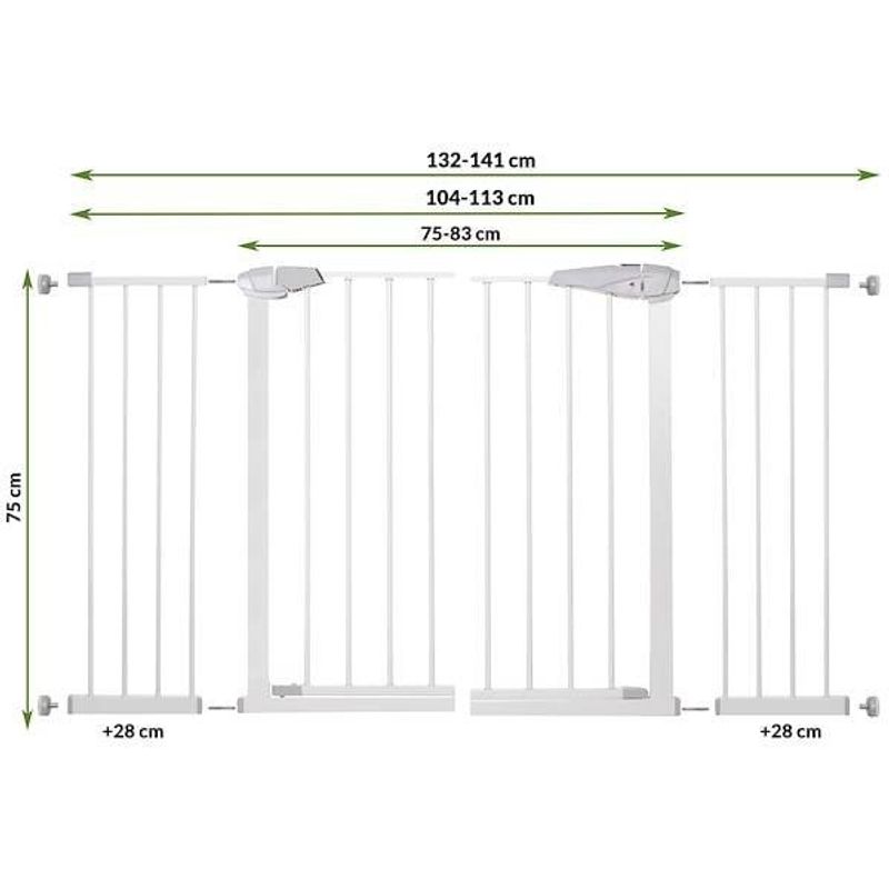 Casa si Gradina - Mobilier - Mobilier copii - Sisteme de siguranta - Poarta de siguranta Safety Gate pentru scari, ajustabila 132-141 cm, din otel, alba - Infinity.ro