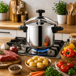 Casa si Gradina - Bucatarie si vesela - Vase pentru gatit - Oale sub presiune - Oala sub presiune 2-in-1 HAEGER INOX PLUS, 24 cm, Capacitate 10L, otel inoxidabil de inalta calitate, Capac suplimentar - Infinity.ro