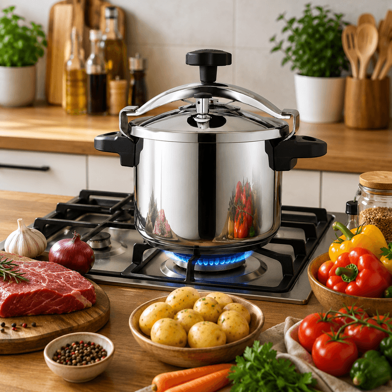 Casa si Gradina - Bucatarie si vesela - Vase pentru gatit - Oale sub presiune - Oala sub presiune 2-in-1 HAEGER INOX PLUS, 24 cm, Capacitate 10L, otel inoxidabil de inalta calitate, Capac suplimentar - Infinity.ro