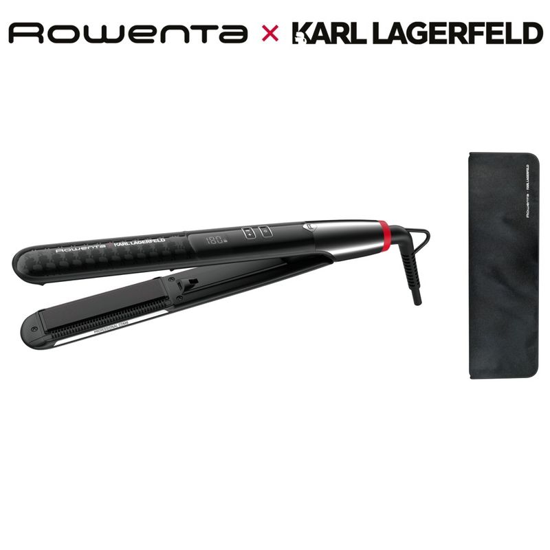 Ingrijire personala si Cosmetice - Aparate & accesorii ingrijire personala - Hair styling - Placi de indreptat parul - Placa de par Rowenta X Karl Lagerfeld SF466LF0, invelis Keratin & Glow, placi flotante, 140 - 210 grade, ecran LCD - Infinity.ro