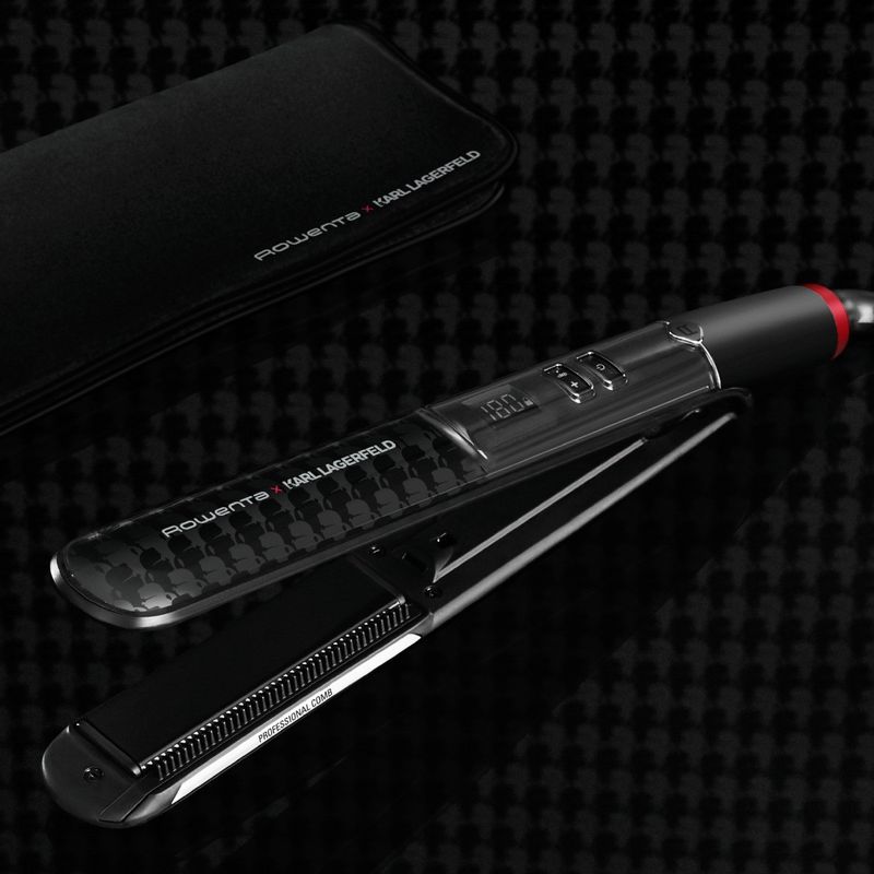 Ingrijire personala si Cosmetice - Aparate & accesorii ingrijire personala - Hair styling - Placi de indreptat parul - Placa de par Rowenta X Karl Lagerfeld SF466LF0, invelis Keratin & Glow, placi flotante, 140 - 210 grade, ecran LCD - Infinity.ro