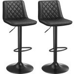 Casa si Gradina - Mobilier - Scaune si fotolii - Scaune - Set de 2 scaune de bar, cu spatar, reglabile in inaltime, tapitat cu PU, 47x51x(89-109)cm, negru - Infinity.ro