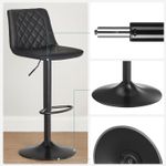 Casa si Gradina - Mobilier - Scaune si fotolii - Scaune - Set de 2 scaune de bar, cu spatar, reglabile in inaltime, tapitat cu PU, 47x51x(89-109)cm, negru - Infinity.ro