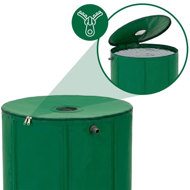Casa si Gradina - Gradinarit si plante - Instalatii si accesorii pentru irigatii - Accesorii irigare - Rezervor pliabil pentru colectarea apei de ploaie, 250 L, PVC 1000D, cu 2 robinete si sistem preaplin, verde - Infinity.ro