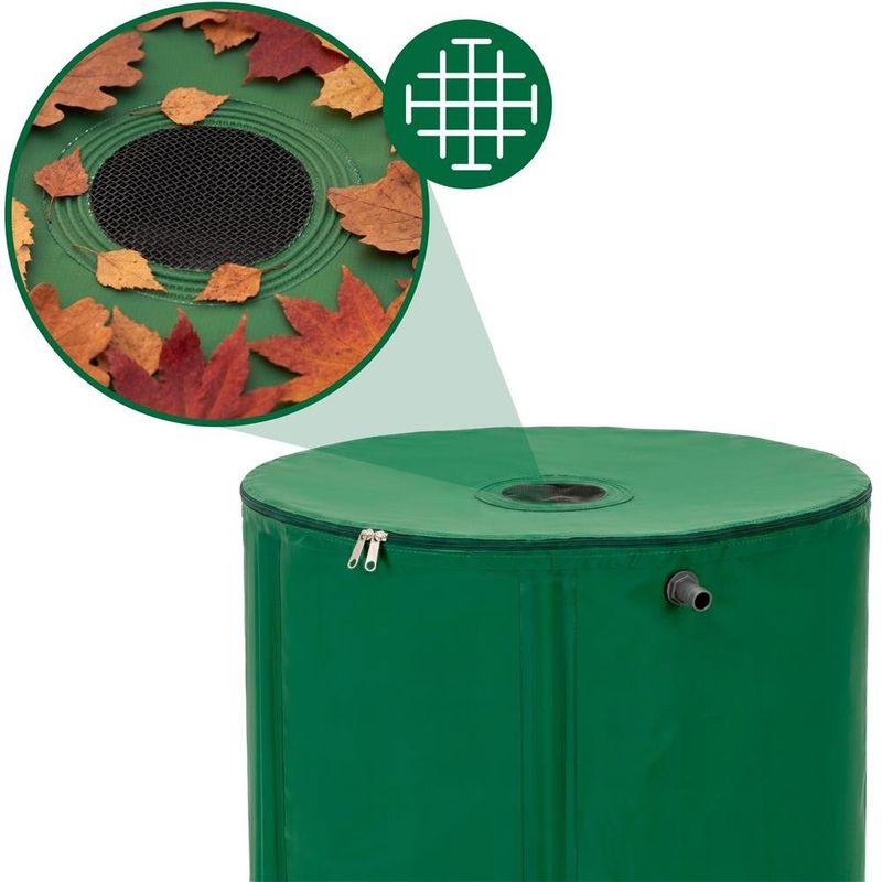 Casa si Gradina - Gradinarit si plante - Instalatii si accesorii pentru irigatii - Accesorii irigare - Rezervor pliabil pentru colectarea apei de ploaie, 100 L, PVC 1000D, cu 2 robinete si sistem preaplin, verde - Infinity.ro