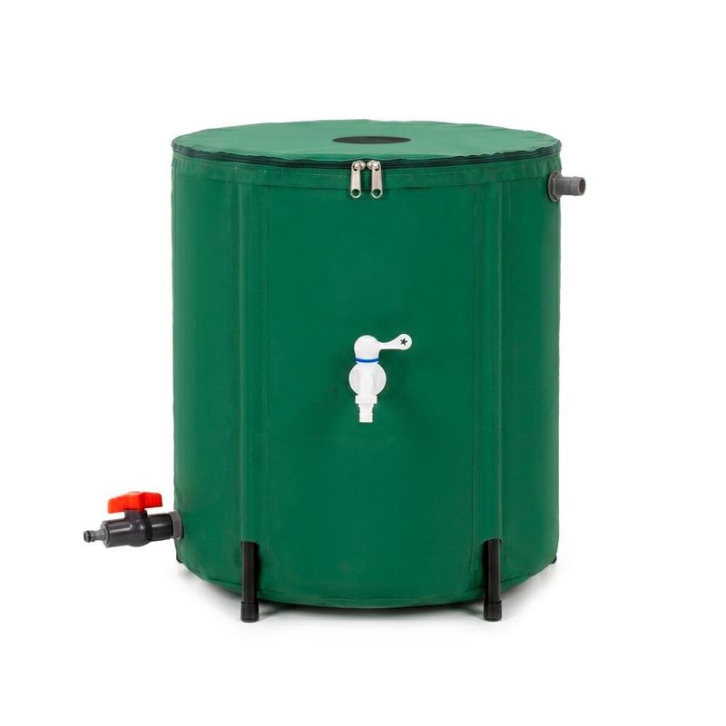 Casa si Gradina - Gradinarit si plante - Instalatii si accesorii pentru irigatii - Accesorii irigare - Rezervor pliabil pentru colectarea apei de ploaie, 100 L, PVC 1000D, cu 2 robinete si sistem preaplin, verde - Infinity.ro