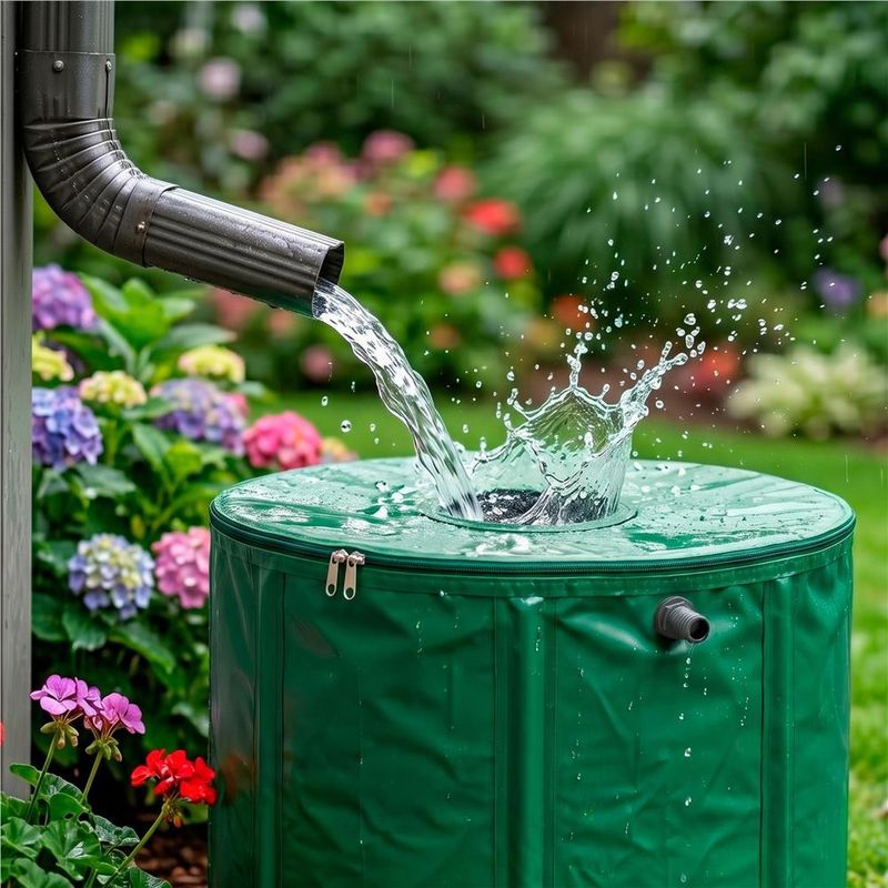 Casa si Gradina - Gradinarit si plante - Instalatii si accesorii pentru irigatii - Accesorii irigare - Rezervor pliabil pentru colectarea apei de ploaie, 100 L, PVC 1000D, cu 2 robinete si sistem preaplin, verde - Infinity.ro