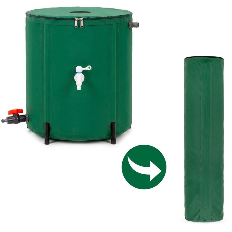 Casa si Gradina - Gradinarit si plante - Instalatii si accesorii pentru irigatii - Accesorii irigare - Rezervor pliabil pentru colectarea apei de ploaie, 100 L, PVC 1000D, cu 2 robinete si sistem preaplin, verde - Infinity.ro