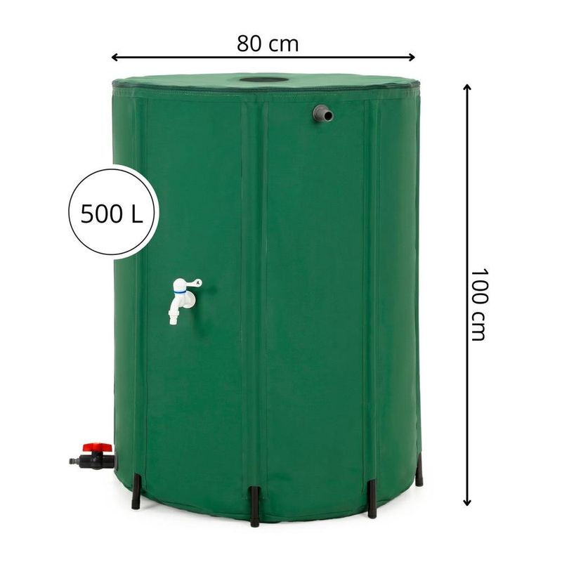 Casa si Gradina - Gradinarit si plante - Instalatii si accesorii pentru irigatii - Accesorii irigare - Rezervor pliabil pentru colectarea apei de ploaie, 500 L, PVC 1000D, cu 2 robinete si sistem preaplin, verde - Infinity.ro
