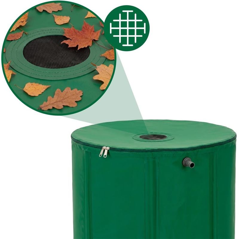 Casa si Gradina - Gradinarit si plante - Instalatii si accesorii pentru irigatii - Accesorii irigare - Rezervor pliabil pentru colectarea apei de ploaie, 500 L, PVC 1000D, cu 2 robinete si sistem preaplin, verde - Infinity.ro