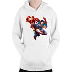 Fashion, accesorii si bijuterii - Copii - Imbracaminte copii - Pulovere si hanorace copii - Hanorac Copii Flash Captain America Superman Fly Mystery Supranatural, alb, marime L Copii - Infinity.ro